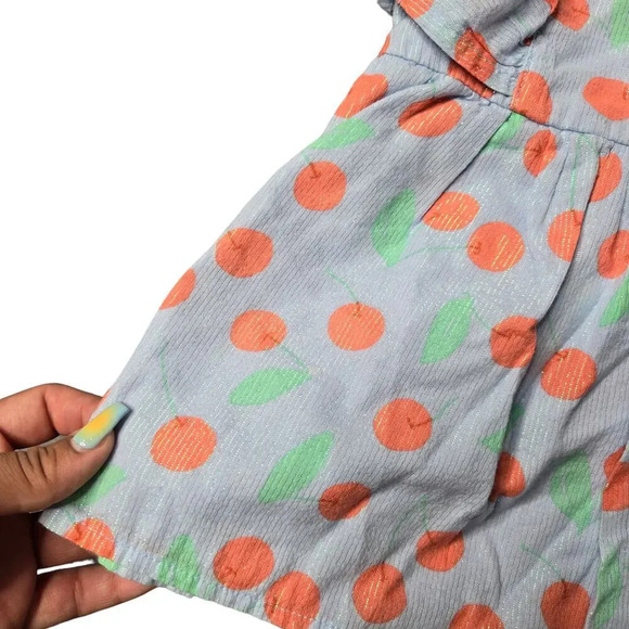 Cat & Jack Blue Cherry Print Ruffle Top - Picture 2 of 4